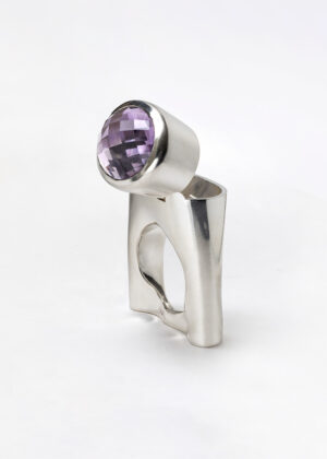 Hidden Treasures - Silver Tube with Amethyst - Ring
